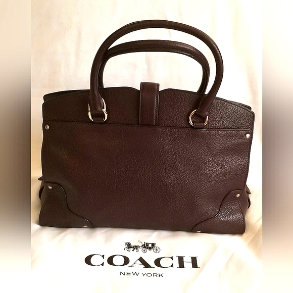 NEW!! COACH "MERCER" BURGUNDY LEATHER DOUBLE HANDLE SATCHEL BAG / PURSE - NWOT - Picture 3 of 13